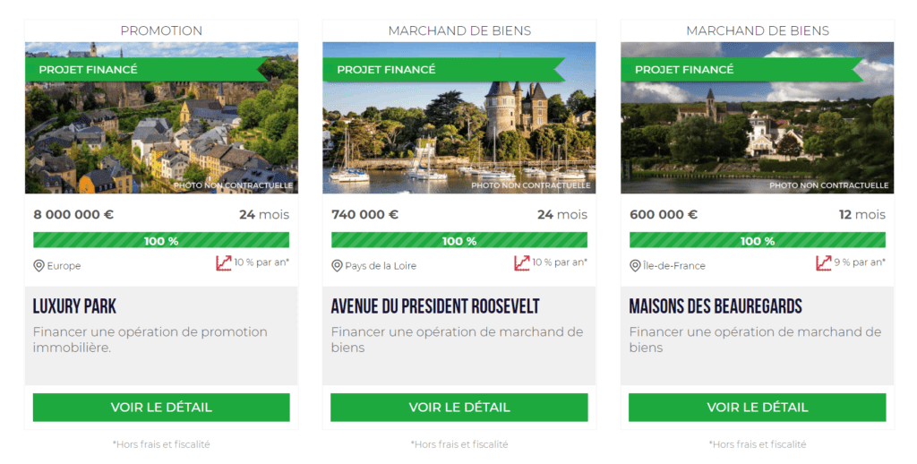 exemple de projets finances