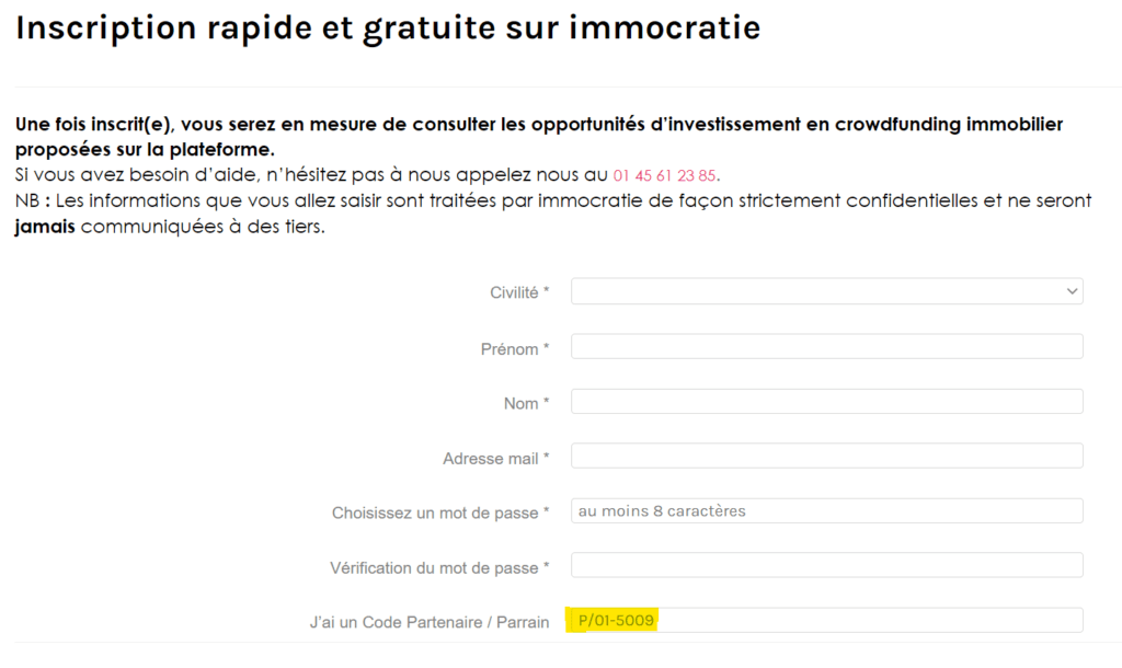 Inscription Immocratie Avis Immocratie crowdfunding immobilier Immocratie